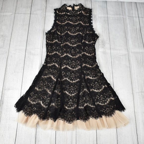 Whimsygoth Francesca Lace and Toole Sleeveless Full Skirt Semi Formal Dress - Picture 1 of 6